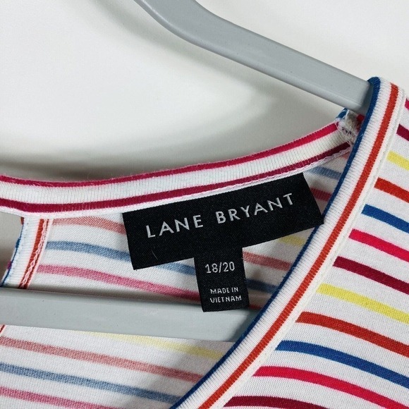 Lane Bryant Plus Size 18 20 Hi-Lo Belted Midi Dress Candy Rainbow Striped - Picture 3 of 5